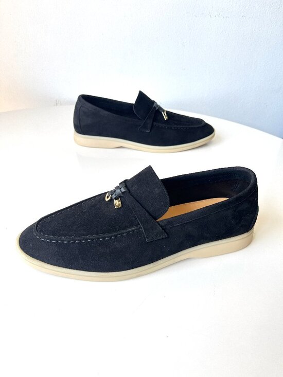 Loro Piana Shoes - Women's Loro Piana Black Summer Charms Walk Suede Loafers Shoes Flats Size 40